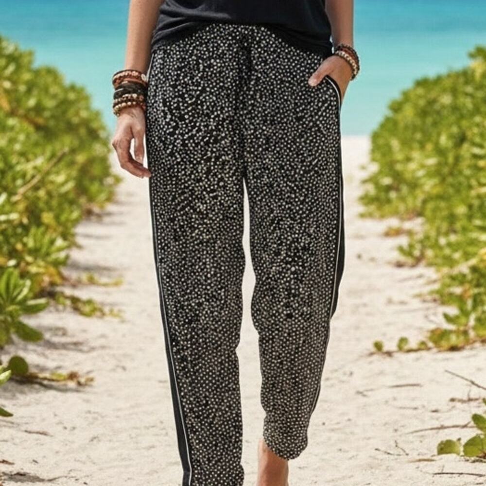 Sundance Gray Dotted Silk Pull on Joggers  XL